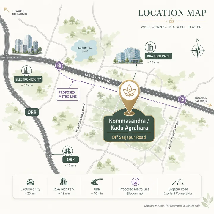Godrej Kada Agrahara location map showing nearby landmarks
